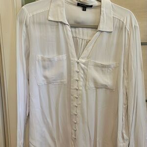 Beautiful white fabric covered, button up blouse